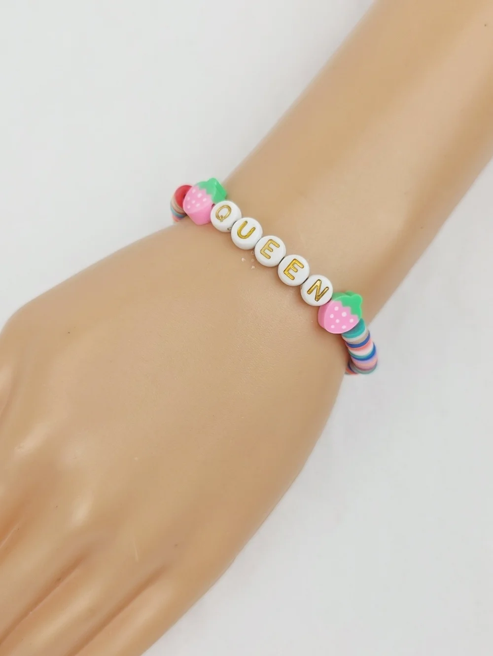 Handmade Clay Bead Multi Color Queen Strawberry  Bracelet